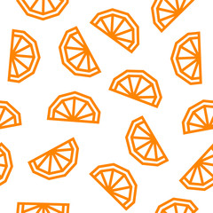 Orange low poly seamless pattern. Orange slices isolated on white background.