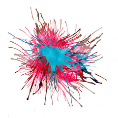 Watercolor blot isolated on white background. Pink, red and blue watercolor blot for your design