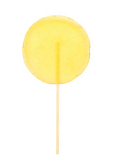 Tasty colorful fruit flavored candy on white background