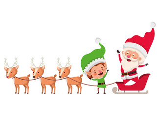 santa claus with elf in sleigh avatar character