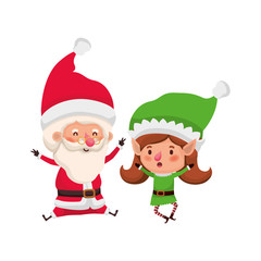 santa claus with elf woman moving avatar character