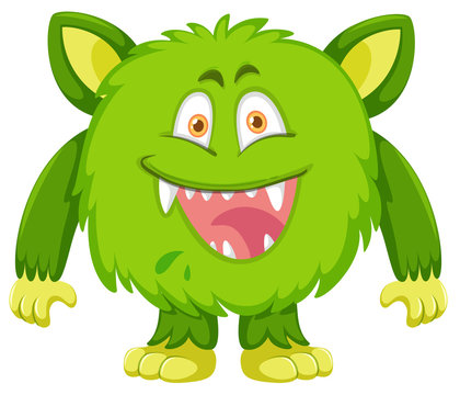 Green monster character on white background