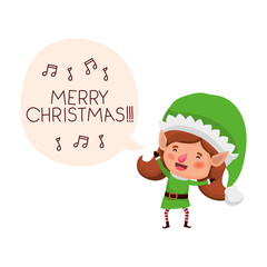 elf woman with speech bubble about christmas avatar character