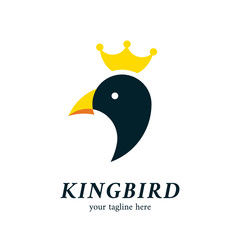 King penguin or bird head logo icon symbol with crown