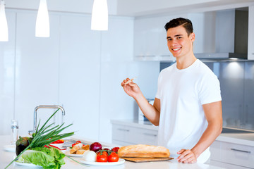 Young man cooking