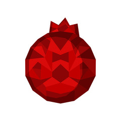 Isolated geometric pomegranate. Low Poly. Vector illustration design