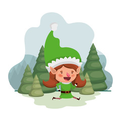 Obraz na płótnie Canvas elf woman moving with christmas trees avatar character