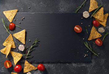 crispy corn chips. potato chips, nachos  snack. © lokisurina