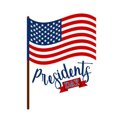 President day banner with flag of united states and text. Vector illustration design