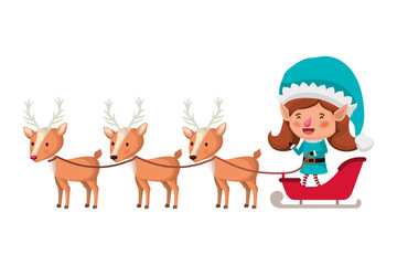 elf woman with sleigh and reindeer sleigh avatar chatacter