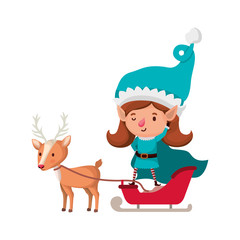 elf woman with sleigh and reindeer sleigh avatar chatacter