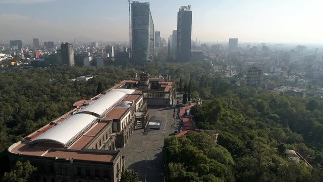 Aerial top view of the Castillo de Chapultepec in Mexico City 