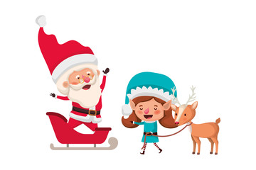 santa claus with elf woman in sleigh avatar character