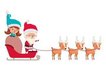 santa claus with elf woman in sleigh avatar character