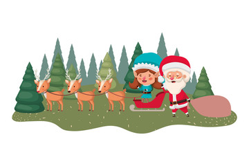 santa claus with elf woman in sleigh avatar character