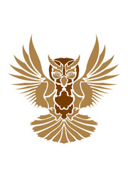 farbig kontur eule tattoo uhu fliegen vogel cool design federn raubvogel nacht schön clipart logo
