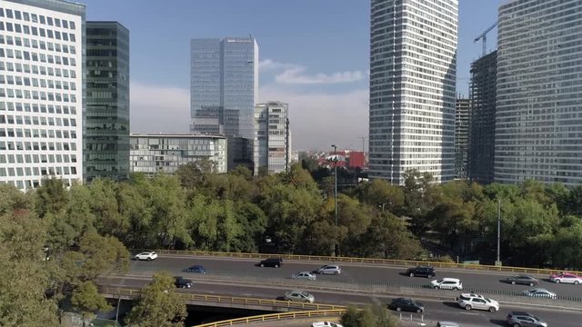 Aerial top view of Mexico City and some buildings