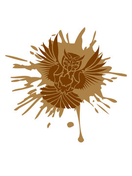 farbe klex tropfen farbklex eule tattoo uhu fliegen vogel cool design federn raubvogel nacht sch&ouml;n clipart logo