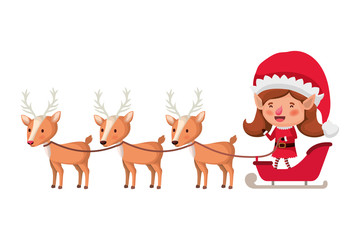 elf woman with sleigh and reindeer sleigh avatar chatacter