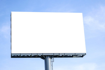 Billboard - Large Blank Billboard with empty screen and beautiful cloudy sky for outdoor advertising poster,Copy space banner ready for your advertisement design or mock up text.Business Concept.