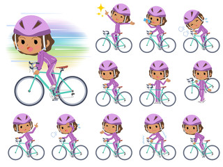 school dark skin girl purple jersey_road bike