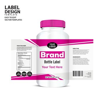 Bottle label, Package template design, Label design, mock up design label template