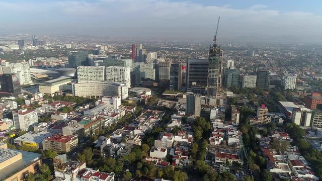 Aerial top view of Mexico City and some iconic landscapes