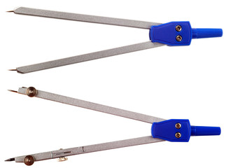 Set of student compasses isolated on a white