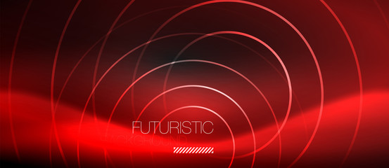 Dark abstract background with glowing neon circles