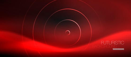 Dark abstract background with glowing neon circles