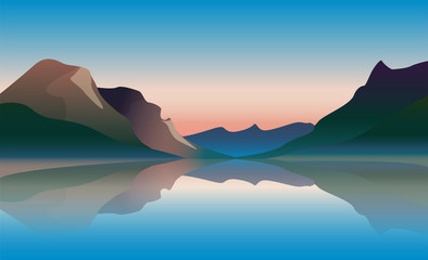 Fototapeta na wymiar Low poly beautiful mountain landscape with lake. Vector illustration.