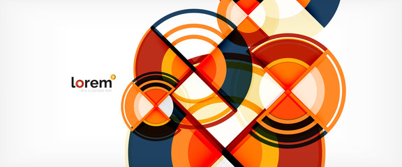 Circle abstract background, bright colorful round geometric shapes