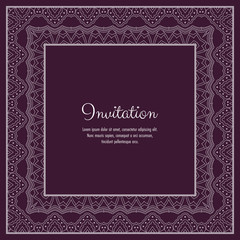 Abstract ornamental lace frame for greeting card or invitation