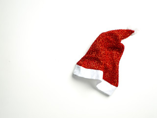 Fototapeta na wymiar Single Santa Claus red hat on white