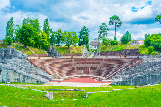 Roman theatre at Augusta Raurica, a former roman settlement near Basel, Switzerland
