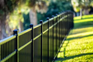 Foto op Canvas   Black Aluminum Fence 3 Rails © genotar1
