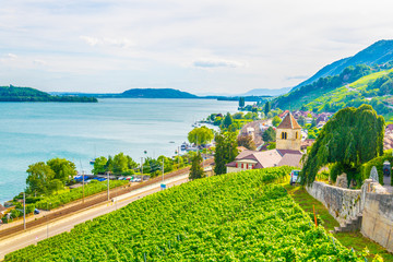 Twann-Tüscherz village situated on Bielersee near Biel/Bienne in Switzerland