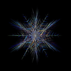 Snowflake ice crystals multi-colored glass ornament