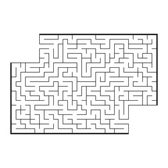 Abstract rectangular maze. Game for kids. Puzzle for children. One entrance, one exit. Labyrinth conundrum. Flat vector illustration isolated on white background. With place for your image.