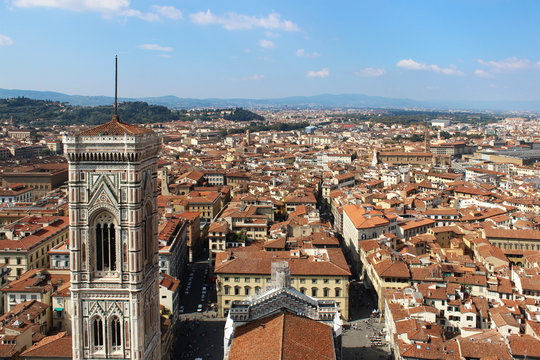 Panoramic view of Florence from Duomo cathedral cupola
