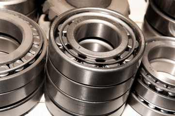 A set of various ball bearings and roller bearings