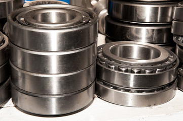 A set of various ball bearings and roller bearings