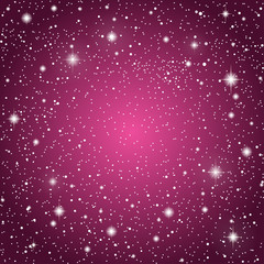 Starry Sky with Purple Glow. Shining Stars Sky.