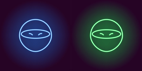 Neon ninja, glowing assassin. Vector game icon