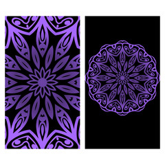 Set of Template greeting card, invitation with space for text. Mandala design. Vector illustration.