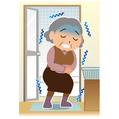 寒い脱衣所の老人