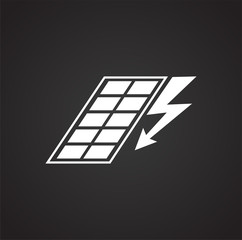 Fototapeta premium Sun panel source on black background icon