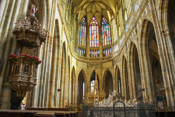 Fototapeta na wymiar Church Saint Vitus Cathedral in Prague, Czech Republic
