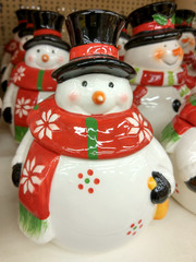 Christmas decorative porcelain jars displayed at store
