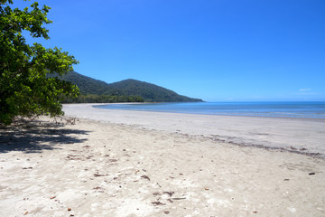 Beautiful sandy beach view near The Daintree in Tropical North Queensland, Australia
